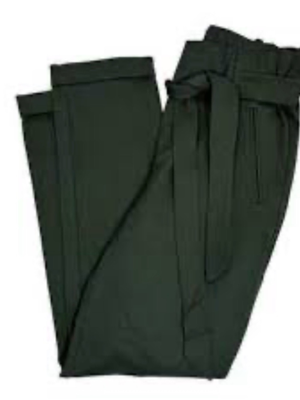 Zara Olive Green Paperbag Waist Trousers with Tie Belt